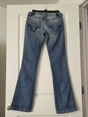 Y2k Antik Denim Jeans Bootcut Lowrise Western Grunge Boho Rodeo Womens 26